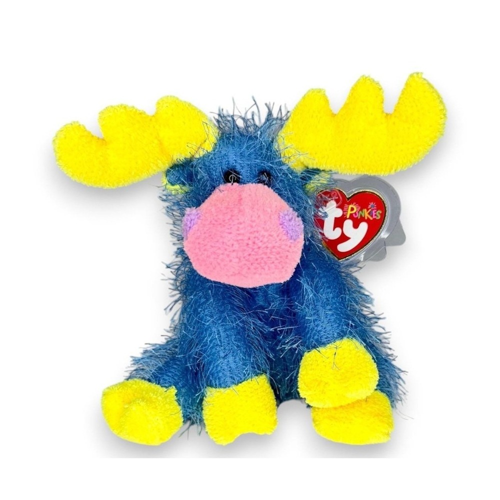 Marbles the Moose Ty Punkies | Bright Colorful Moose | Mint Heart Tag